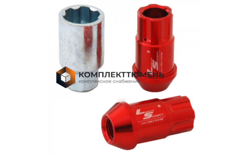 Гайка M12x1,5 (44) внешний спец алюминиевая red 20+1 ключ (КИТАЙ) AL116